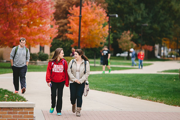 Students walking durring Fall