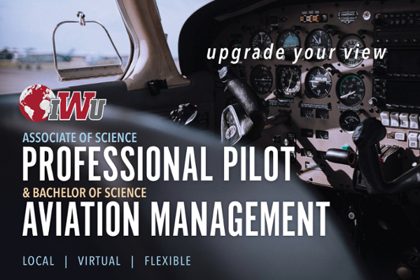 AS Professional Pilot and BS Aviation Management programs at IWU. Local. Virtual. Flexible. 