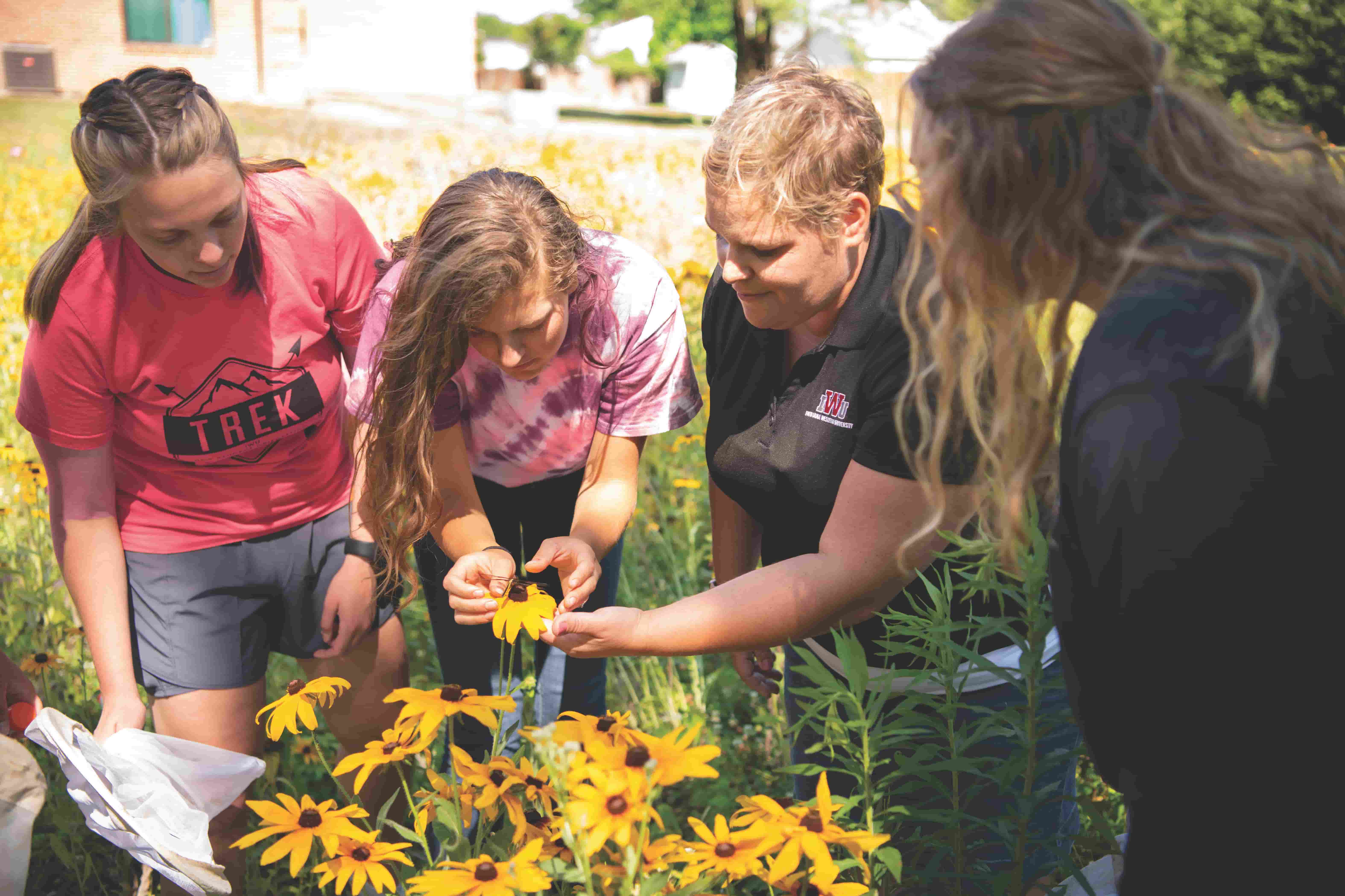 Students in a garden
