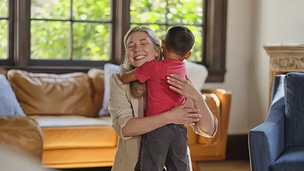 Mom with child at home