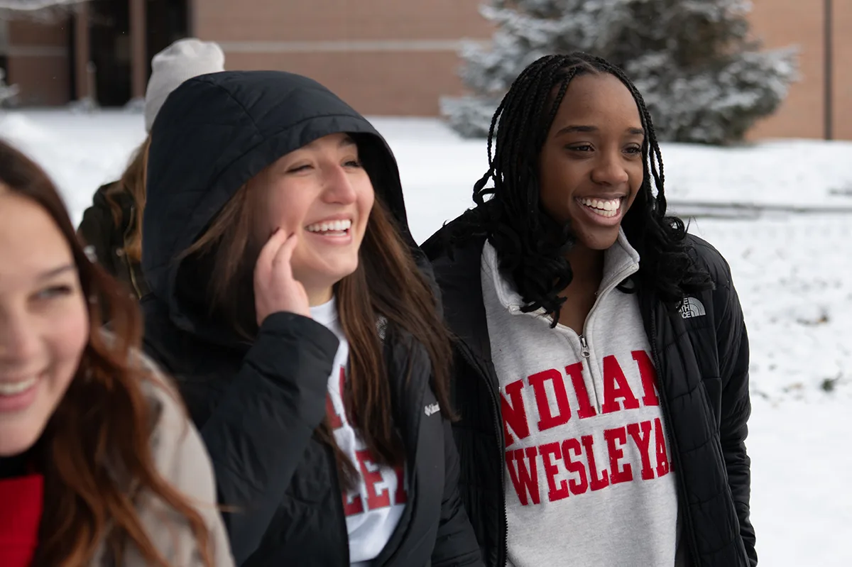 IWU Students Walking Outside