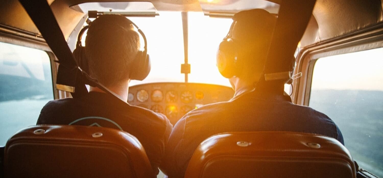 Two pilots in a cockpit