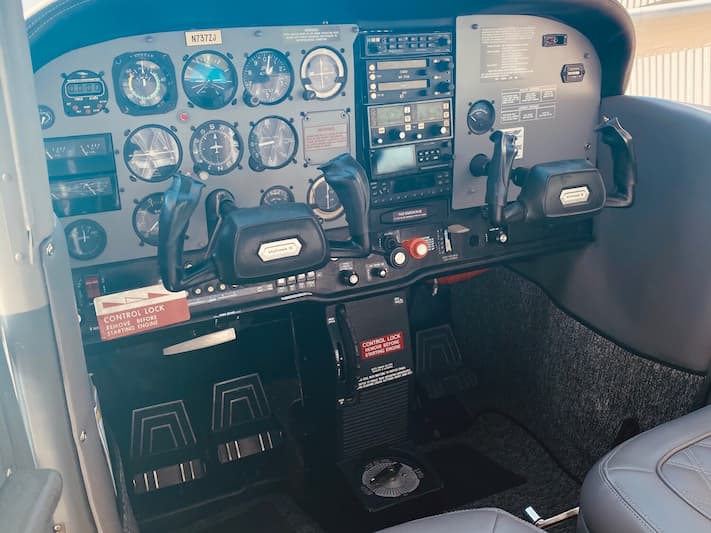 The cockpit of an airplane