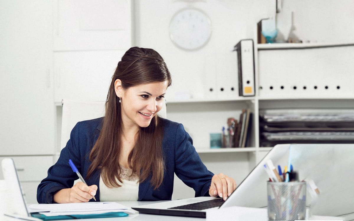 Woman working on laptop
