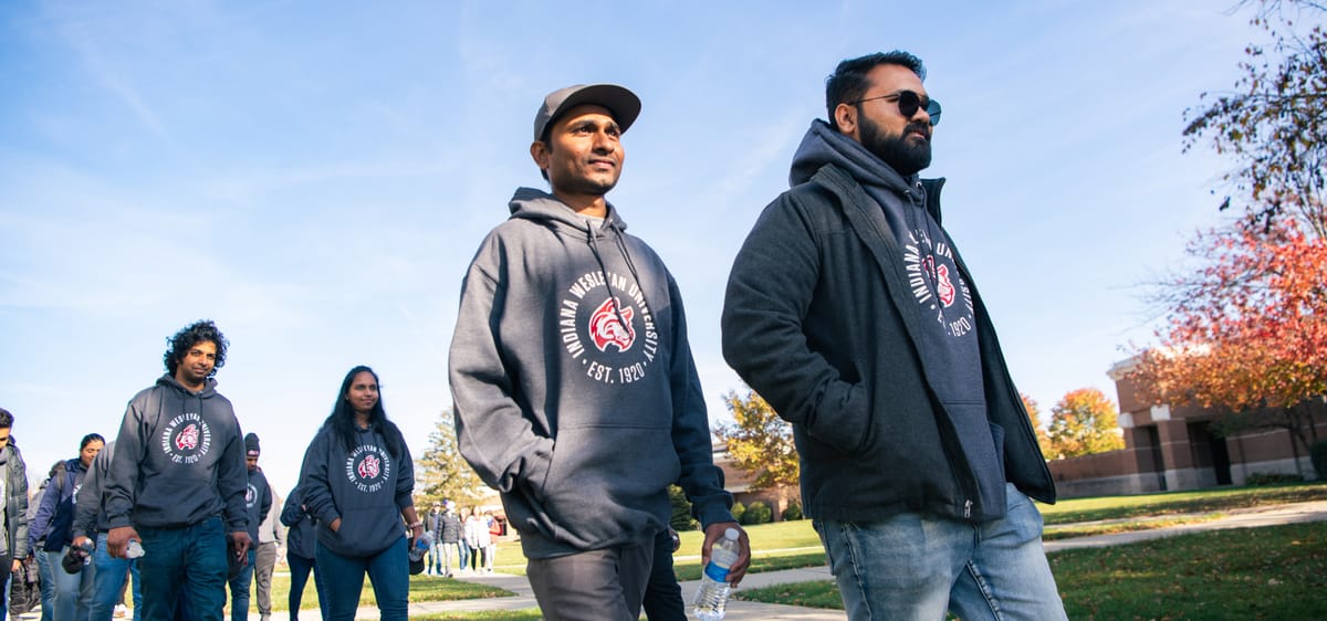 International students touring IWU campus