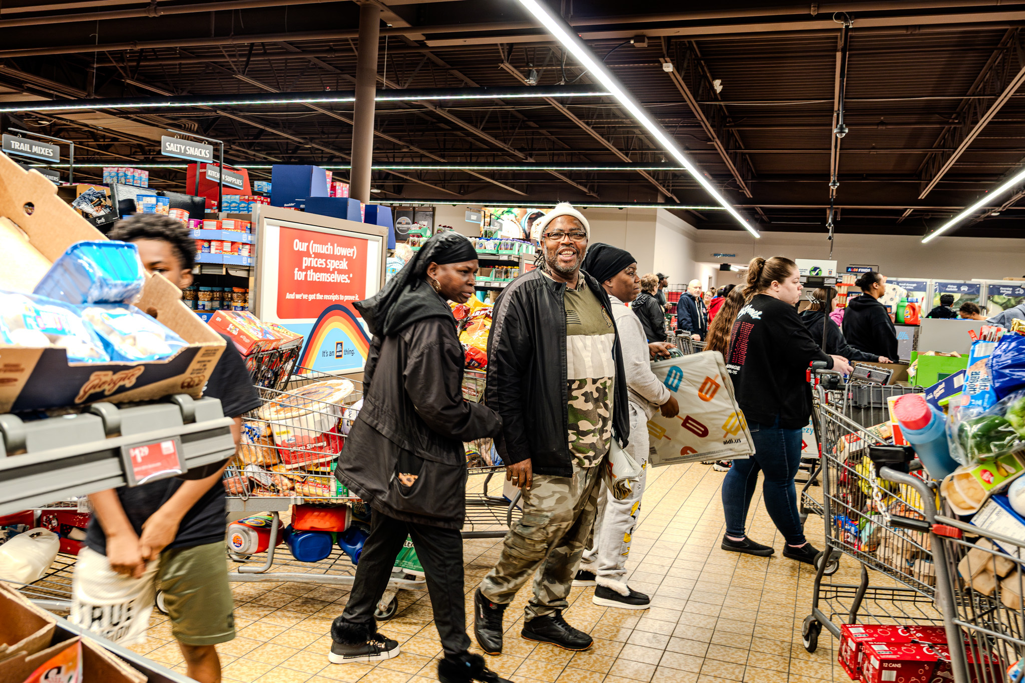 People checking out at the grocery store