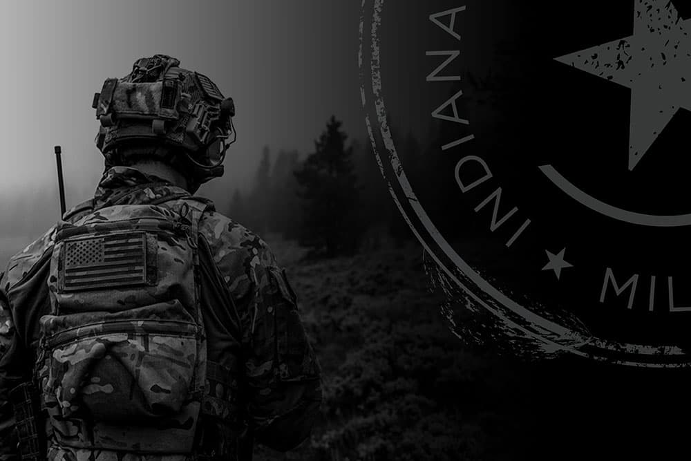 Grayed image of soldier with IWU seal