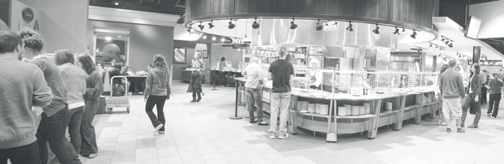 students getting lunch at baldwin