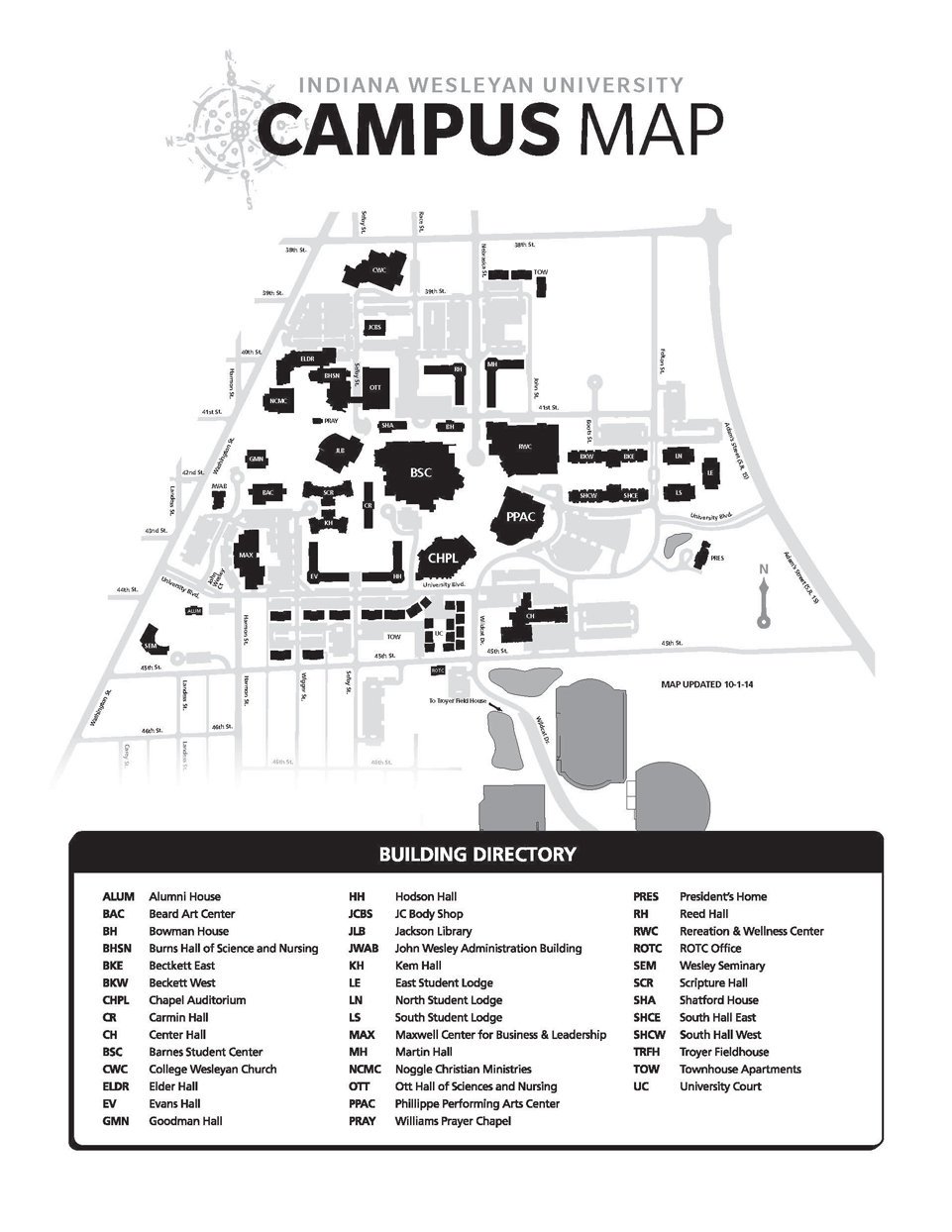 Campus Map Indiana Wesleyan University