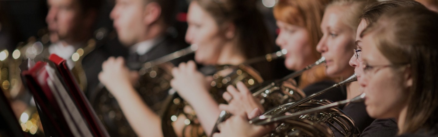 Students in an orchestra