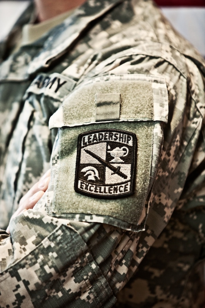 ROTC member patch that reads Leadership and Excellence
