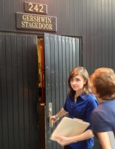 Heading backstage at the Gershwin Theatre