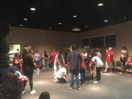Students rehearse at the 24-Hour Theatre Festival