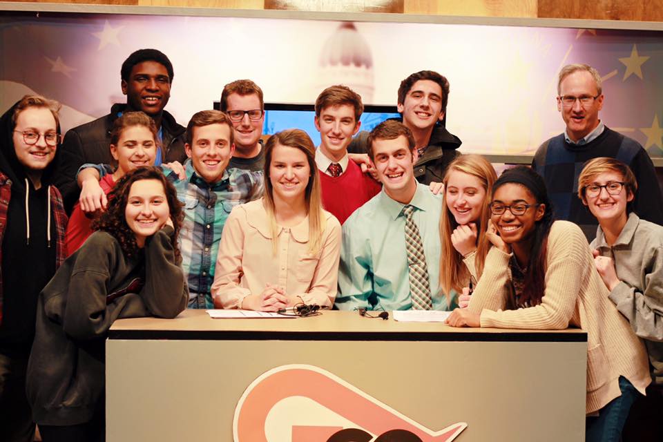 Carpenter and her TV News class in the Division of Communication & Theatre